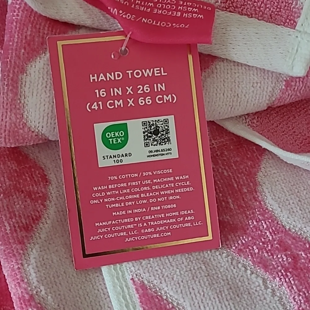 Juicy Couture Pink and Light Pink Wave Pattern Towel Set